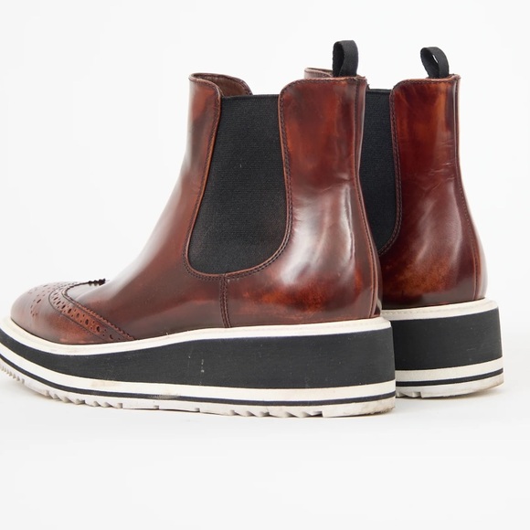 PRADA Microsole Brogue Chelsea Boots 39